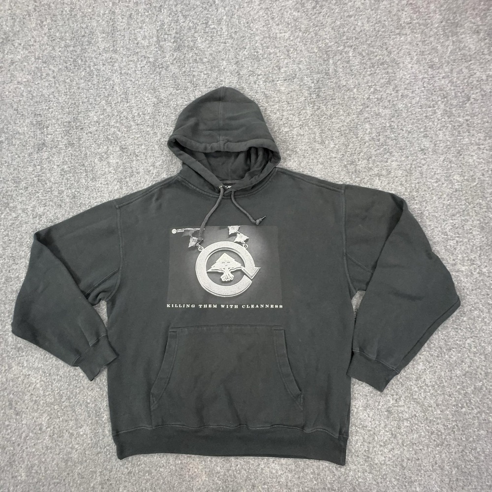 LRG Hoodie Mens Large Black Fleece Pullover Sweatshirt Killing Cleanness Graphic